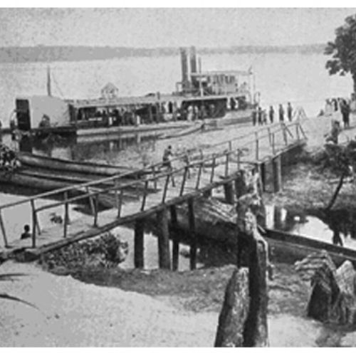 Le « Baron van Eetvelde » à la Lowa en 1906 (diap. sur verre coll. J-L Gabrie)