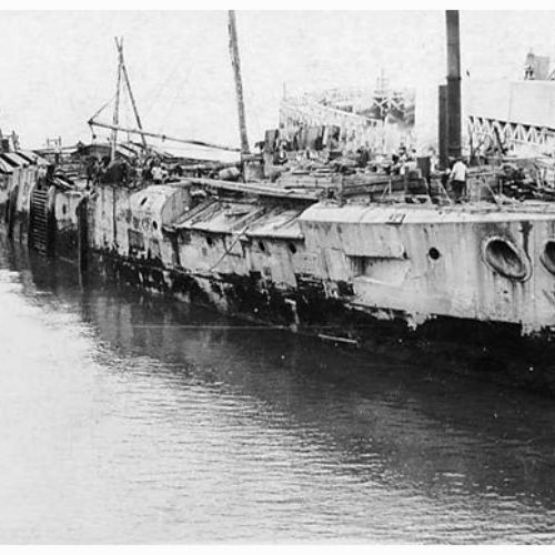 Le Vindictive endommagé à Zeebrugge